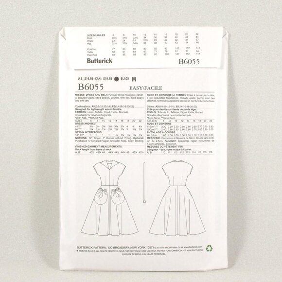 Butterick Pattern B6055 Women's Fit and Flare Dress Sizes 14-22 Factory Folded - Picture 2 of 2